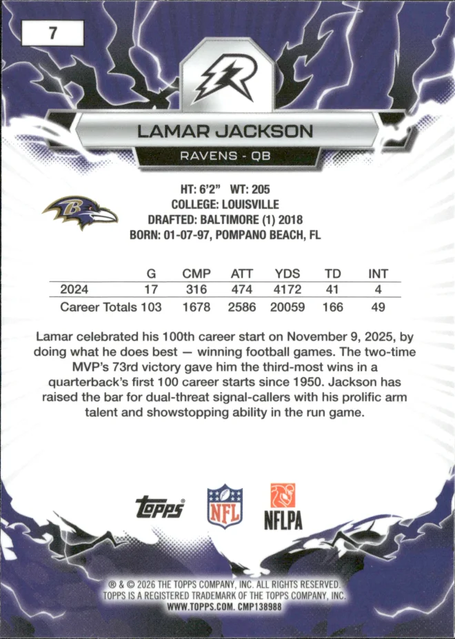 Lamar Jackson card back