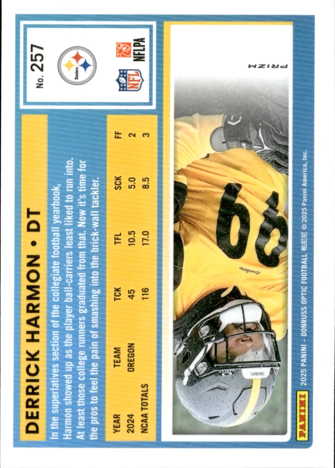 Derrick Harmon card back