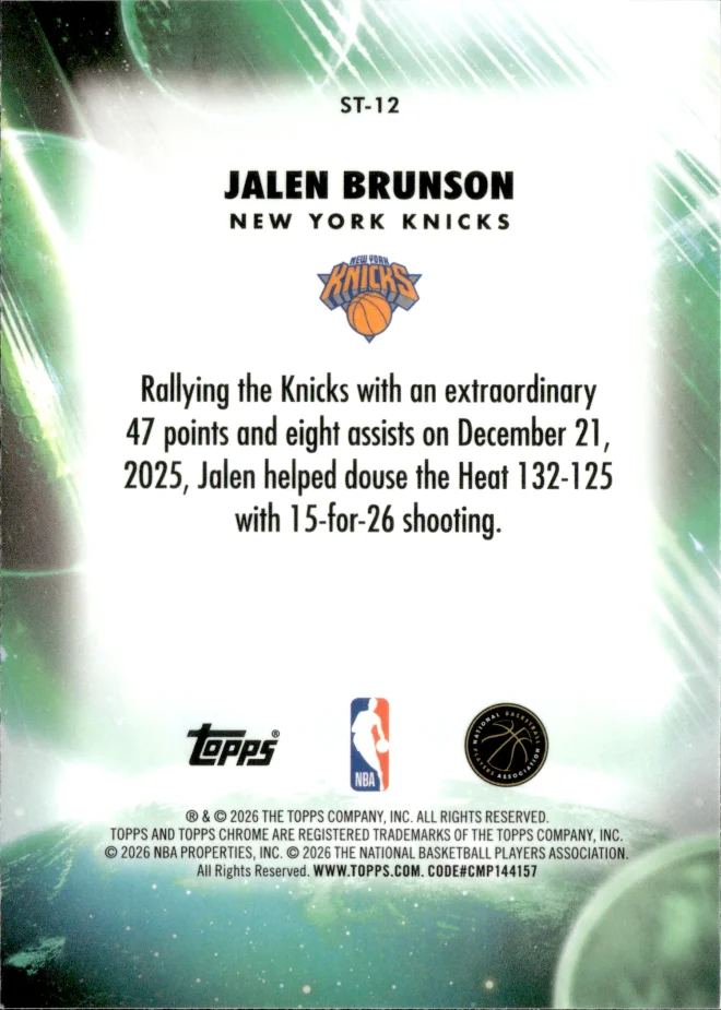 Jalen Brunson card back