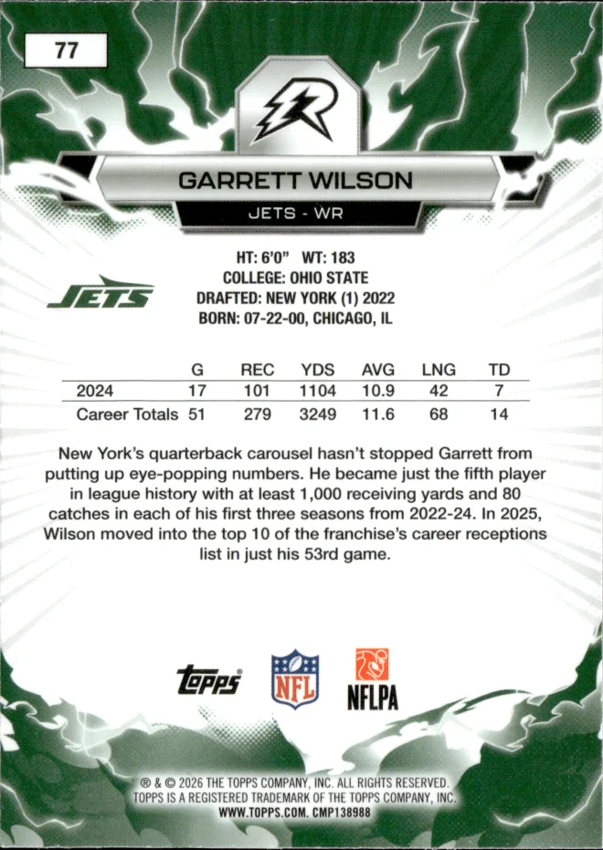 Garrett Wilson card back