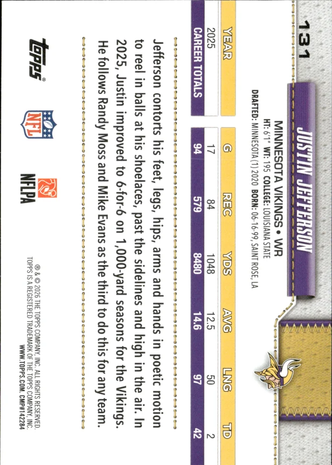 Justin Jefferson card back