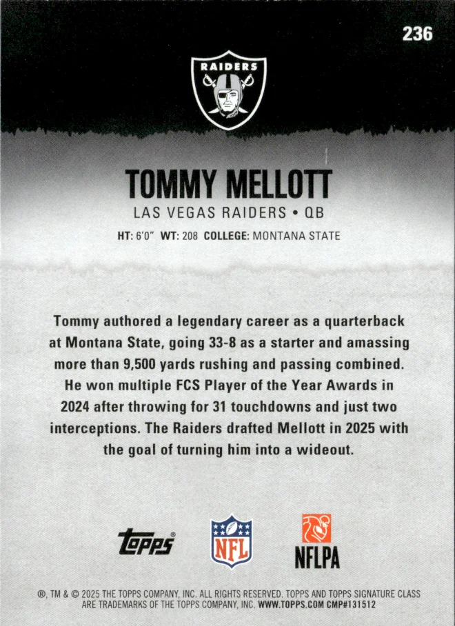 Tommy Mellott card back