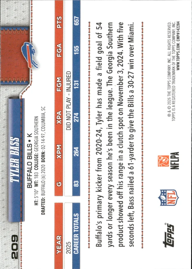 Tyler Bass card back