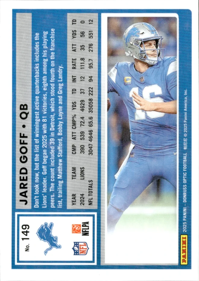 Jared Goff card back