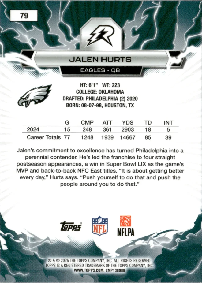 Jalen Hurts card back