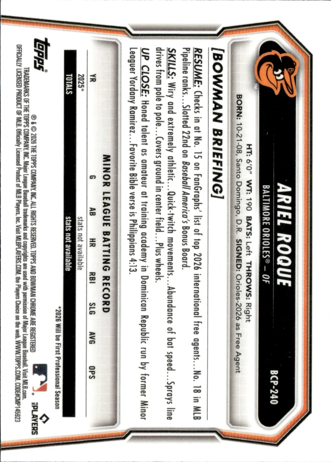 Ariel Roque card back
