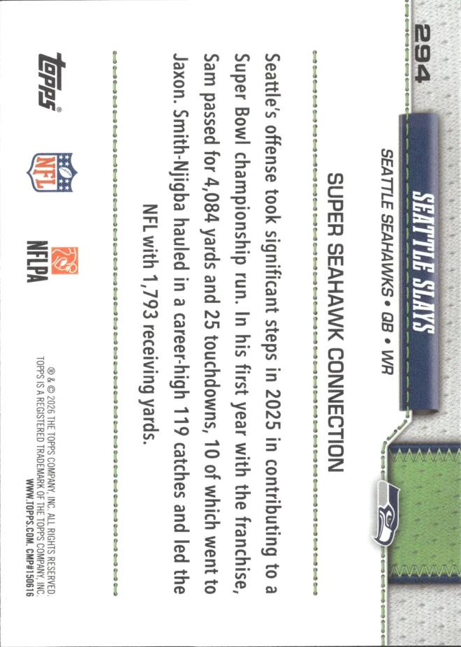 Jaxon Smith-Njigba / Sam Howell card back