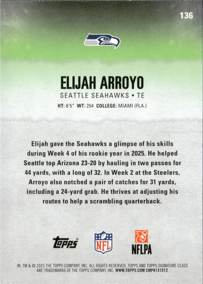 Elijah Arroyo card back