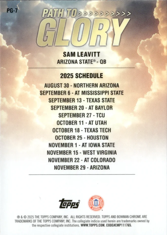 Sam Leavitt card back