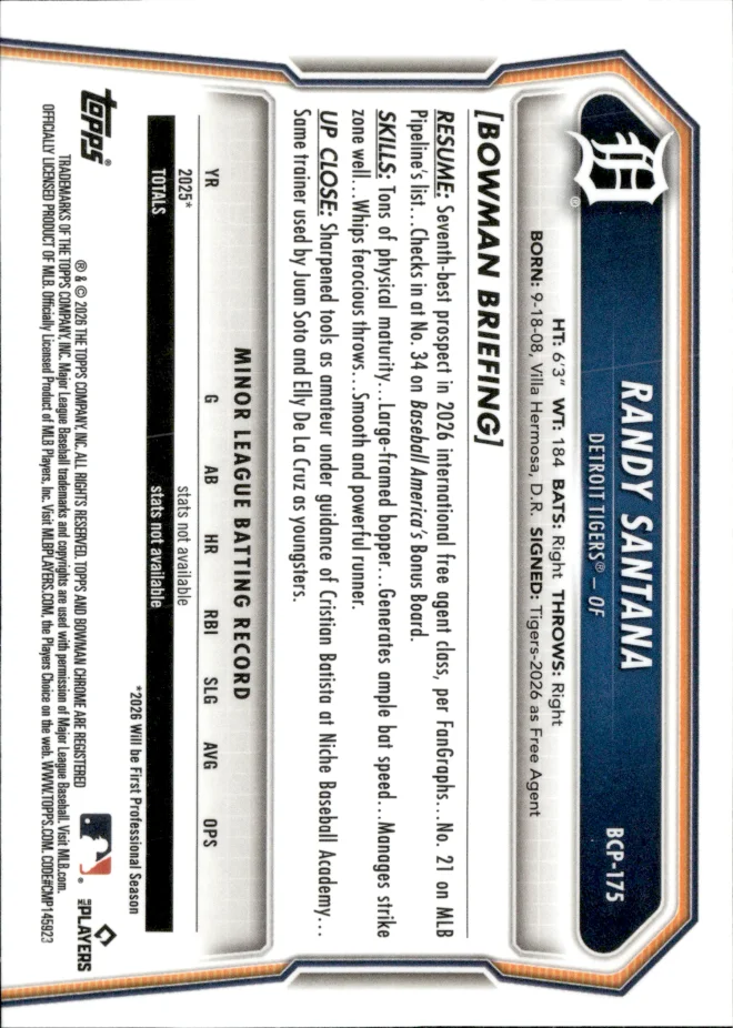 Randy Santana card back
