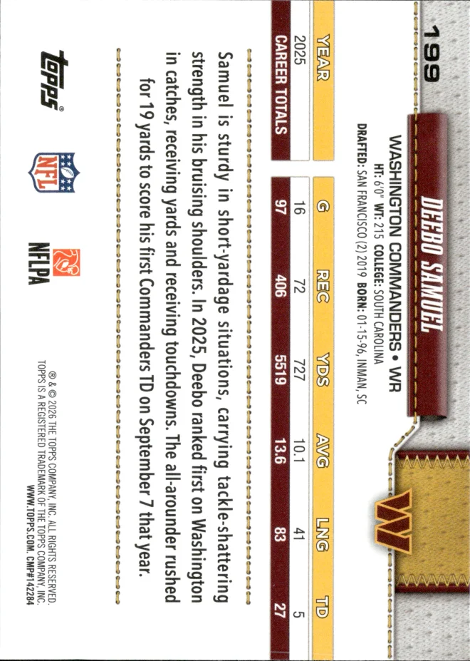 Deebo Samuel card back