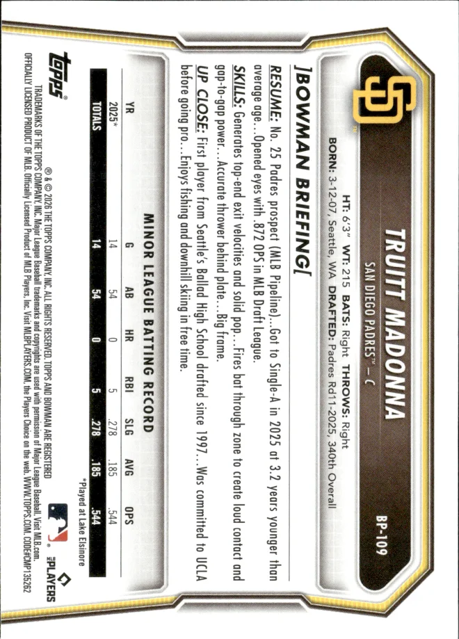Truitt Madonna card back