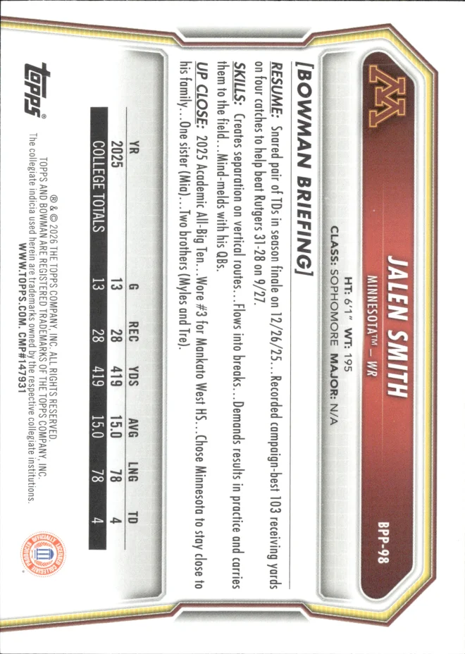 Jalen Smith card back