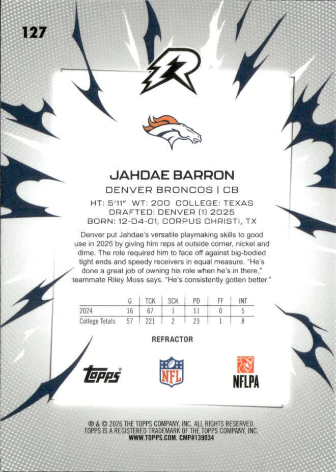 Jahdae Barron card back