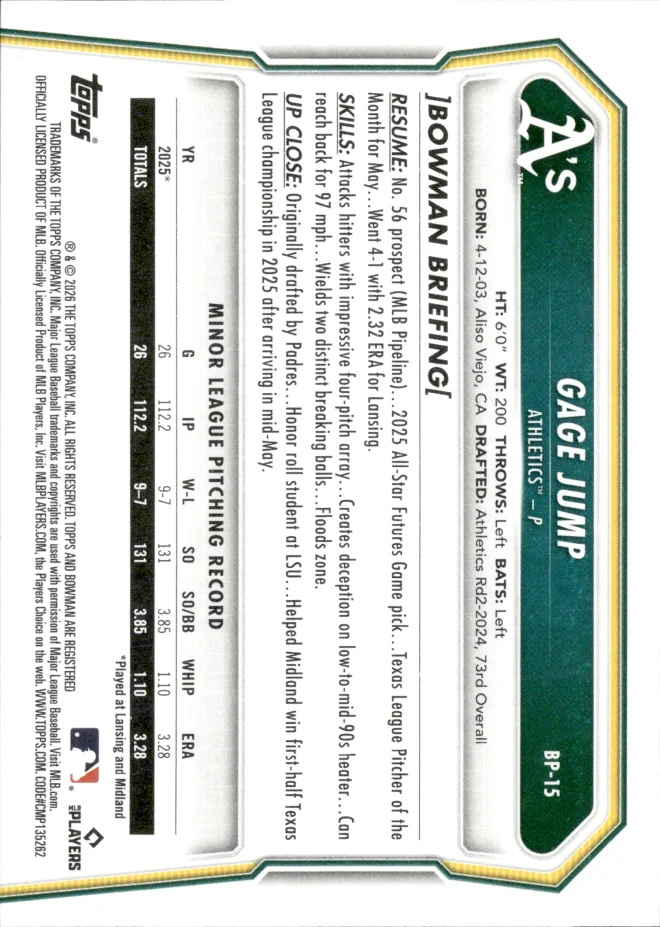 Gage Jump card back