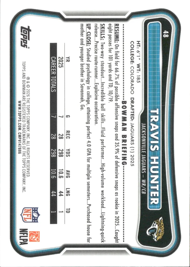 Travis Hunter card back
