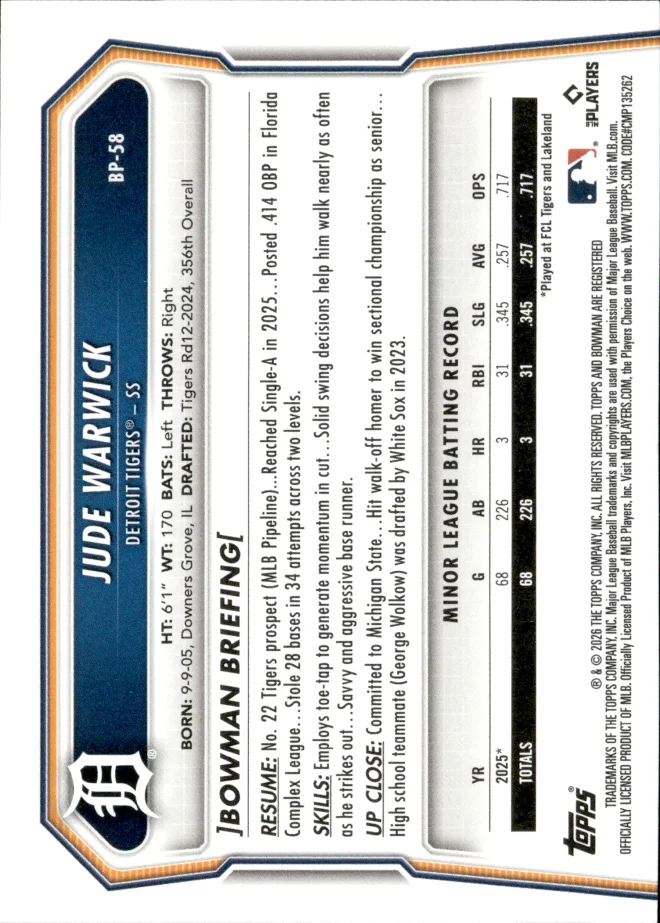 Jude Warwick card back