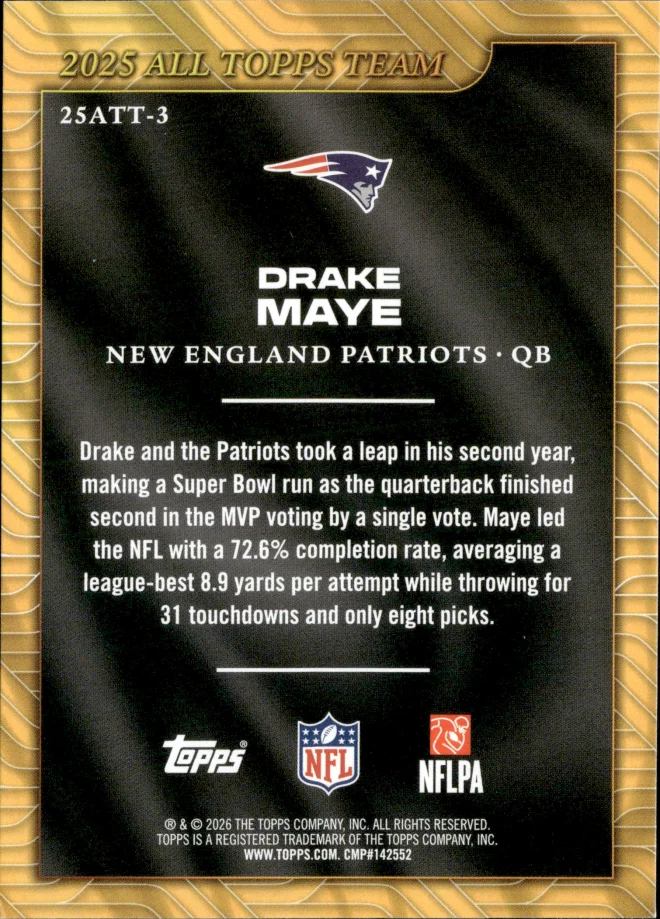 Drake Maye card back