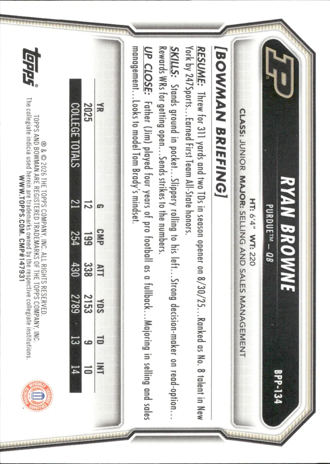 Ryan Browne card back