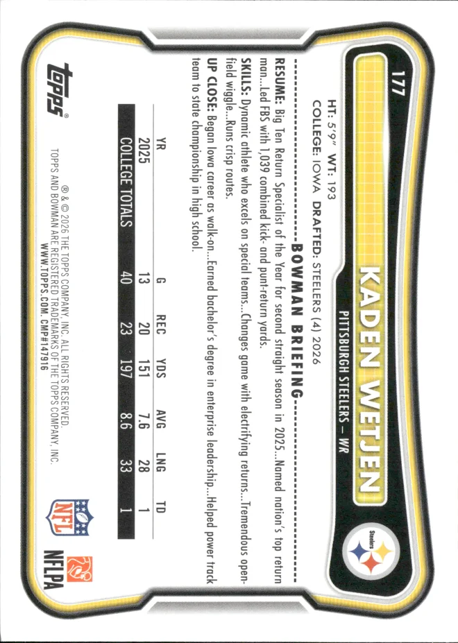 Kaden Wetjen card back