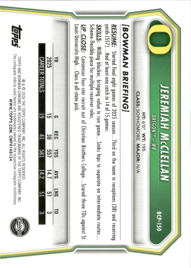 Jeremiah McClellan card back