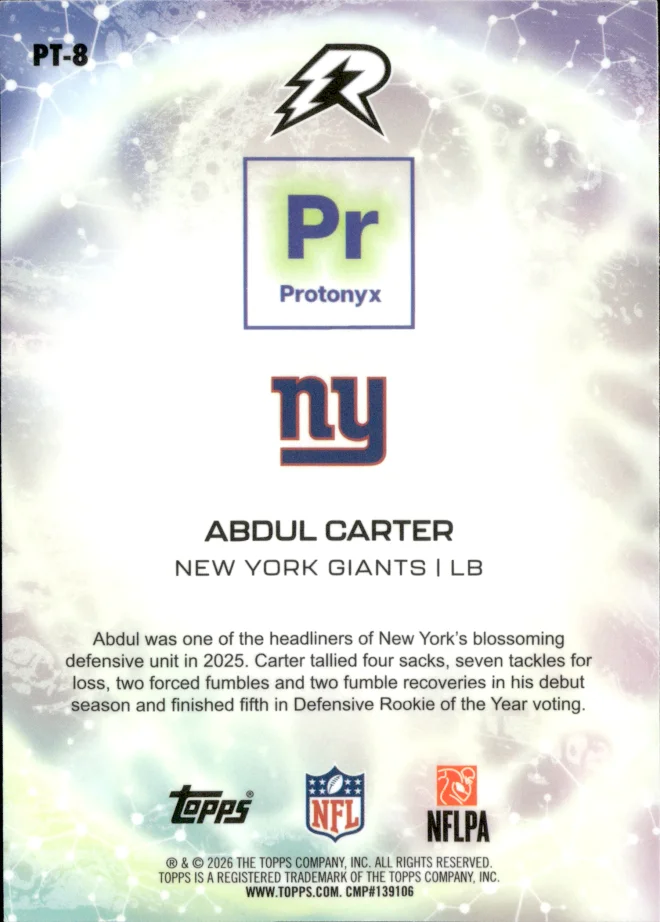 Abdul Carter card back