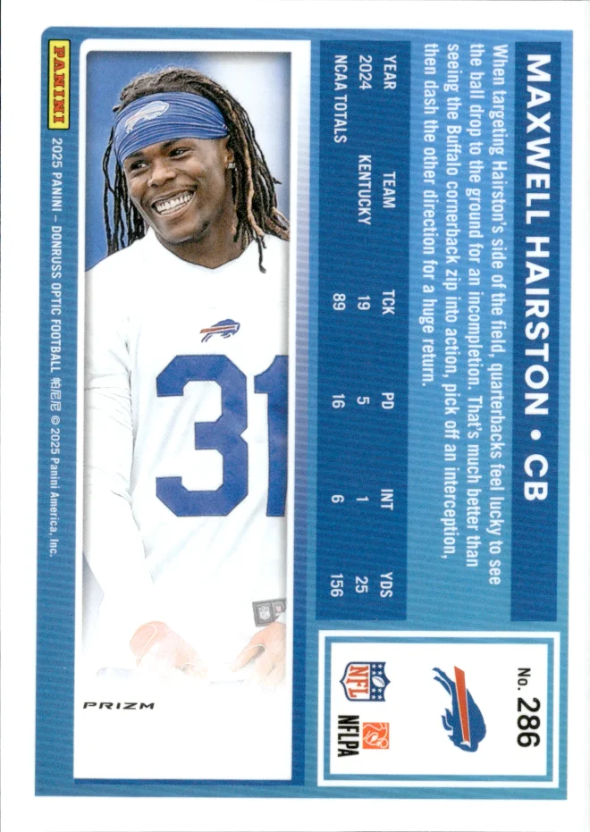 Maxwell Hairston card back
