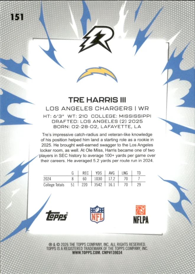Tre Harris III card back