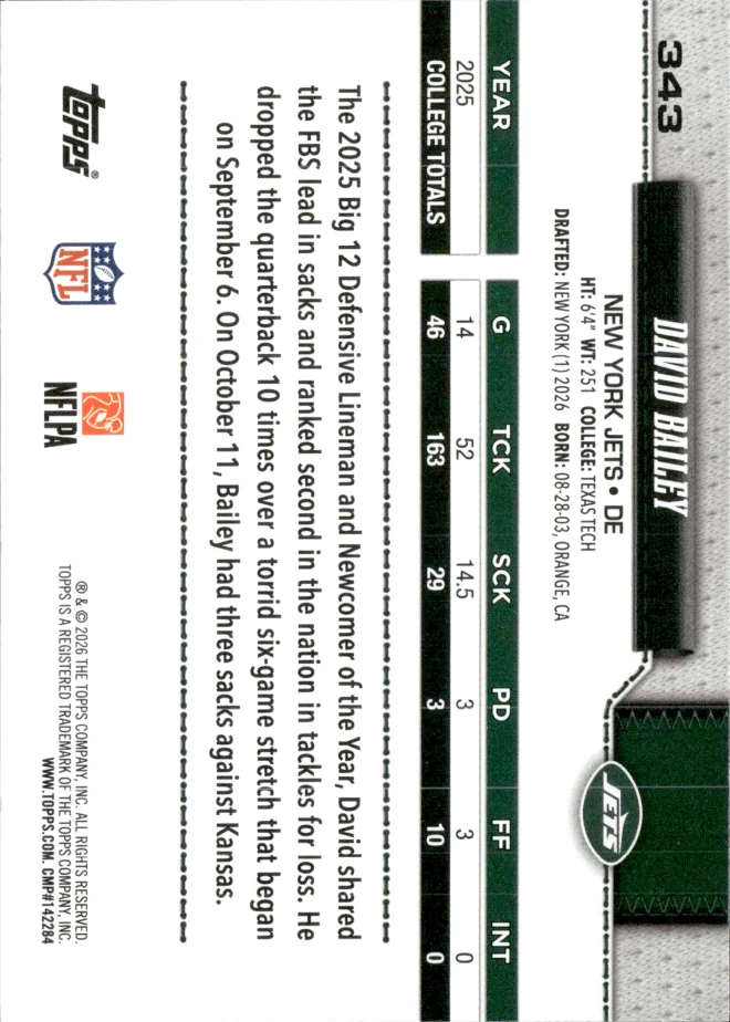 David Bailey card back