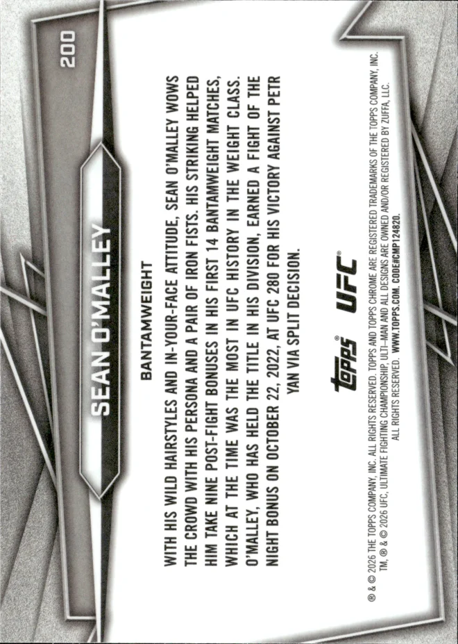 Sean O'Malley card back