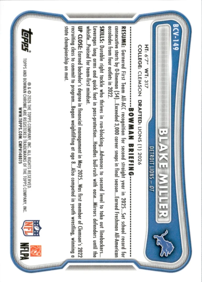 Blake Miller card back