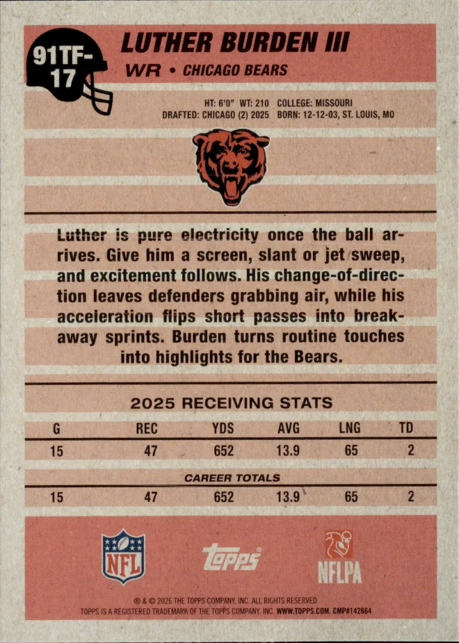 Luther Burden III card back