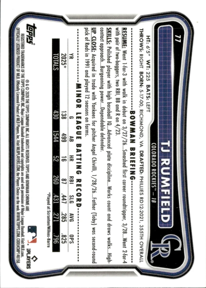 TJ Rumfield card back