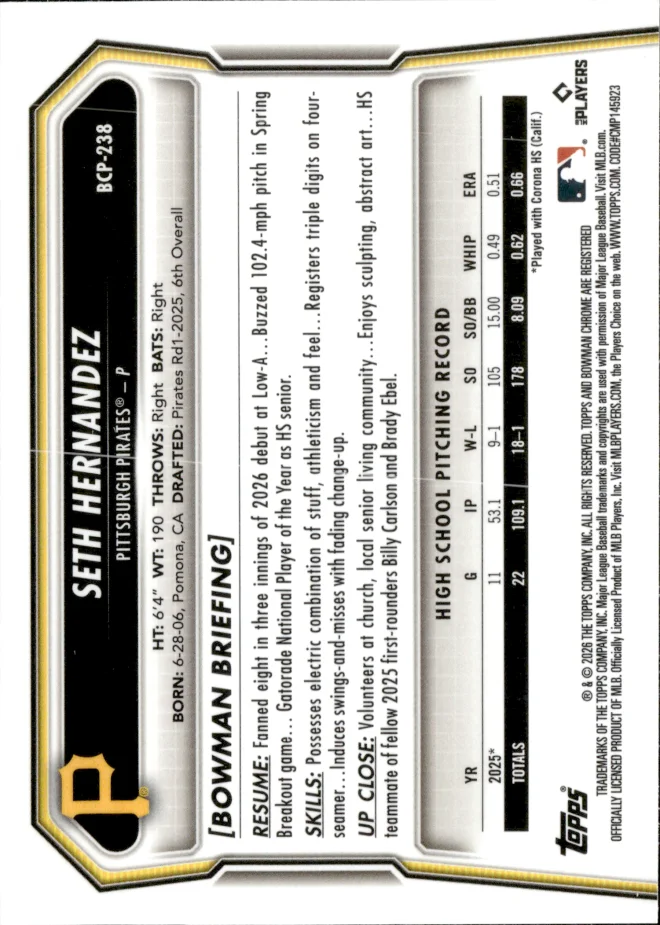 Seth Hernandez card back