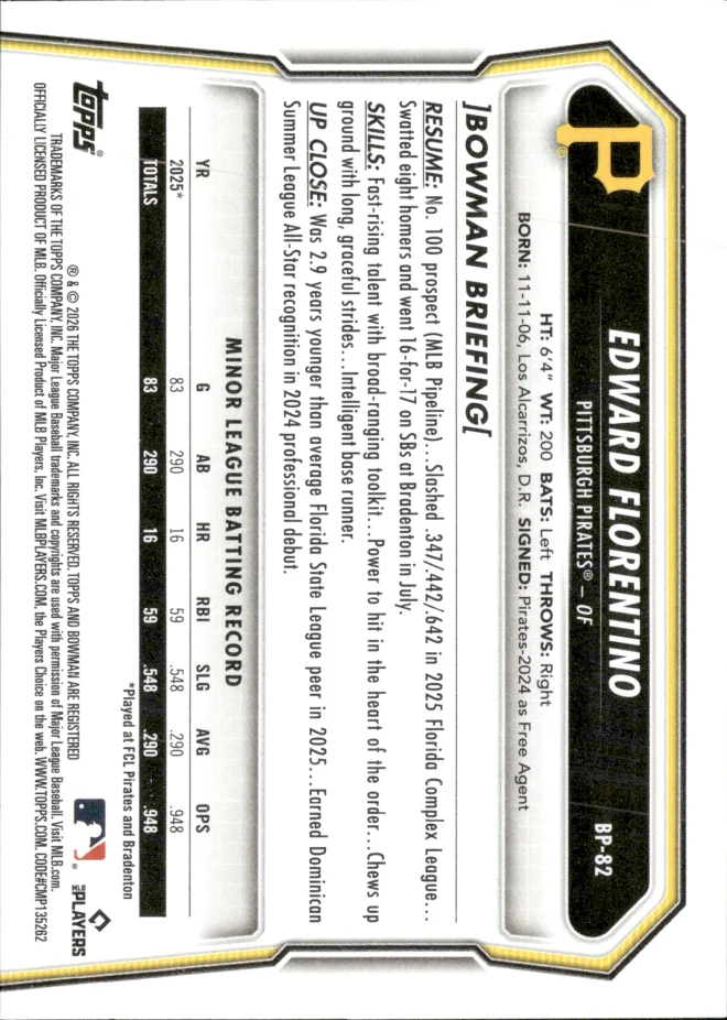 Edward Florentino card back