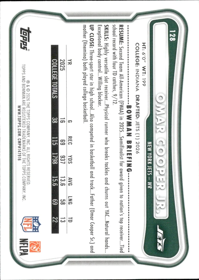 Omar Cooper Jr. card back