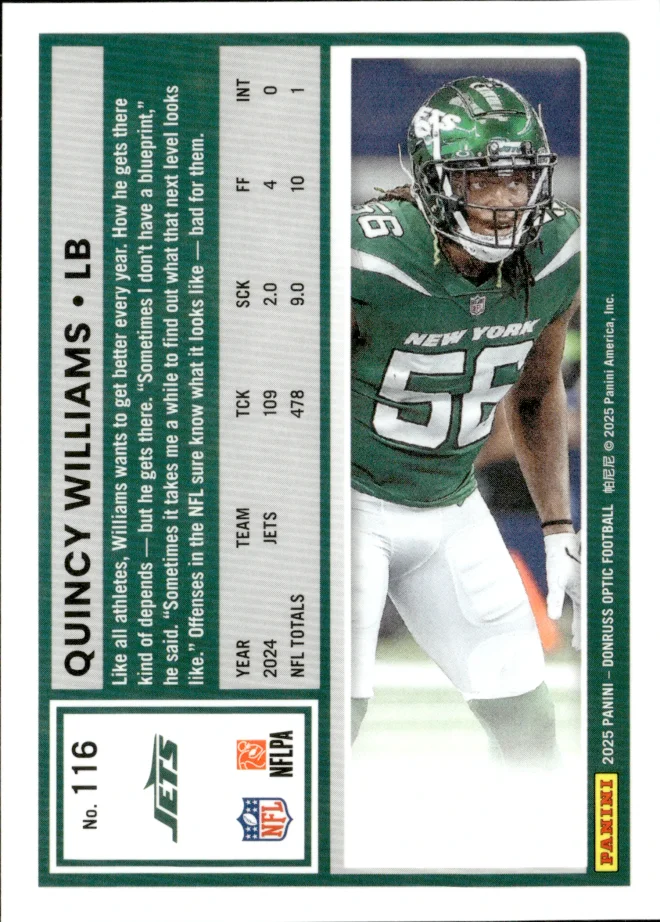 Quincy Williams card back