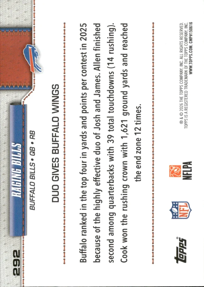 Josh Allen & James Cook card back
