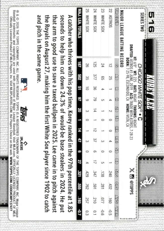 Korey Lee card back