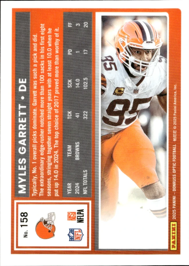 Myles Garrett card back