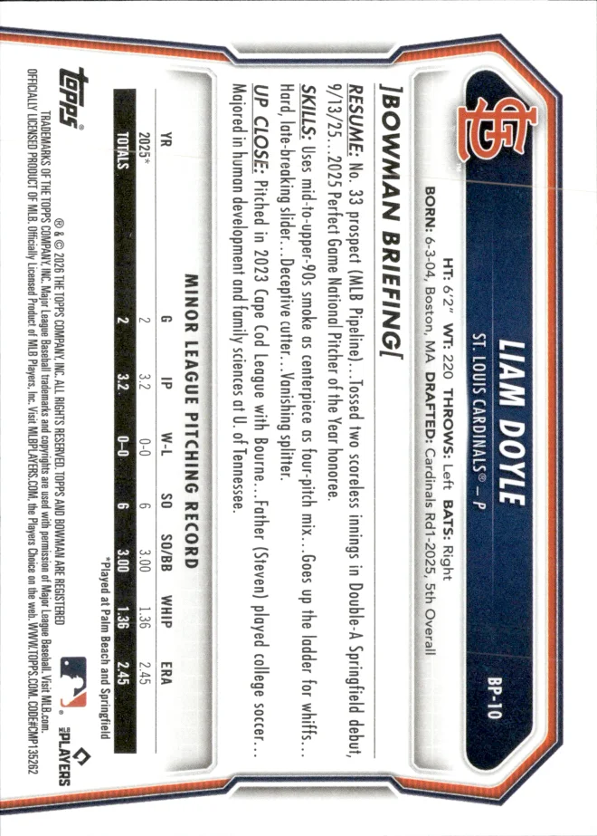 Liam Doyle card back
