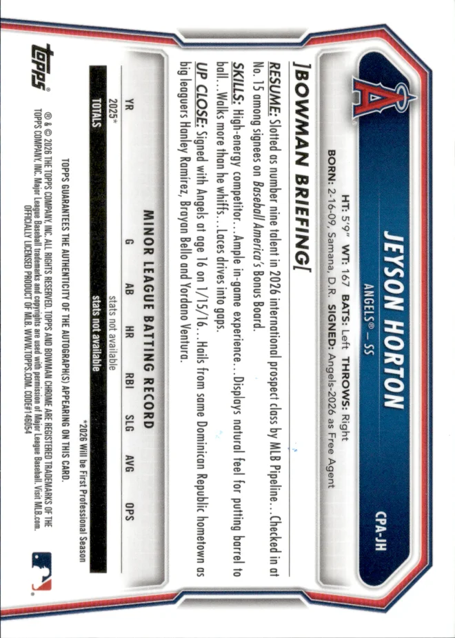 Jeyson Horton card back