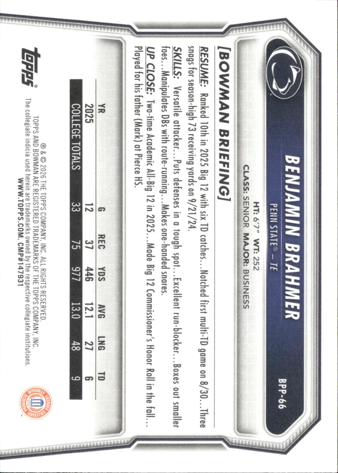 Benjamin Brahmer card back