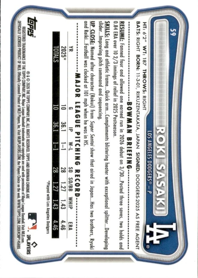 Roki Sasaki card back