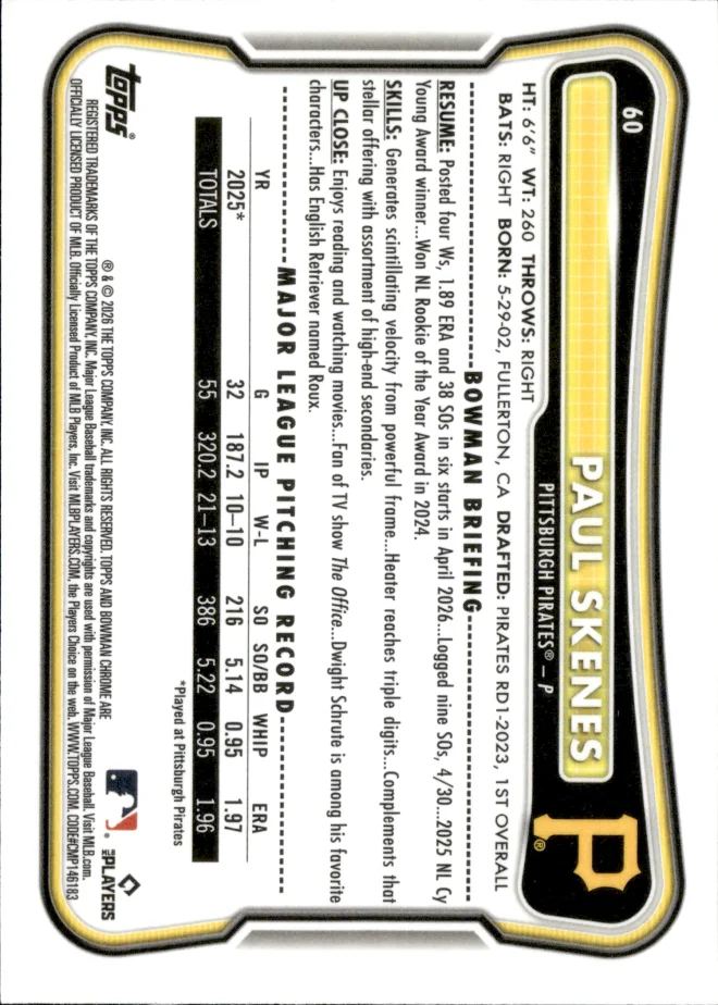 Paul Skenes card back