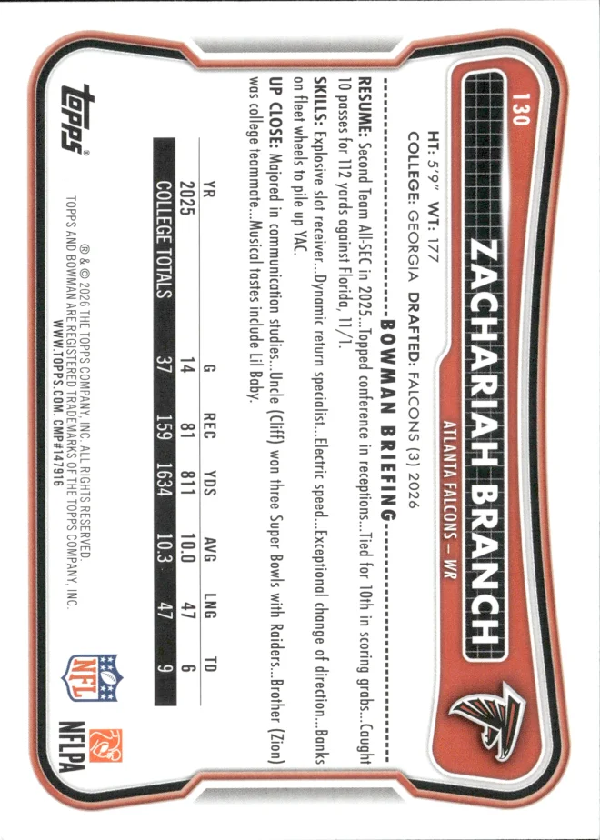 Zachariah Branch card back