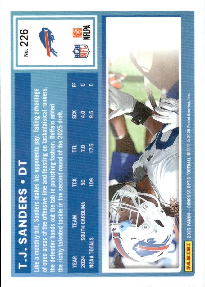 T.J. Sanders card back