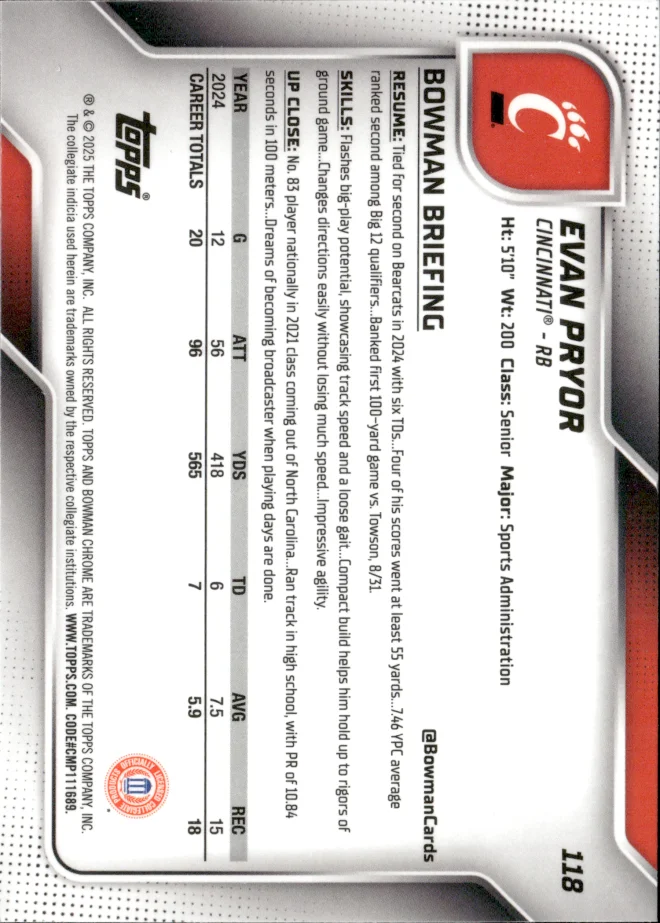Evan Pryor card back