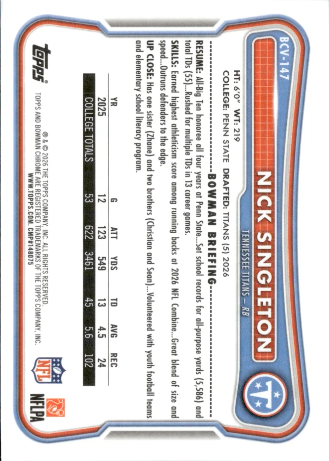 Nick Singleton card back