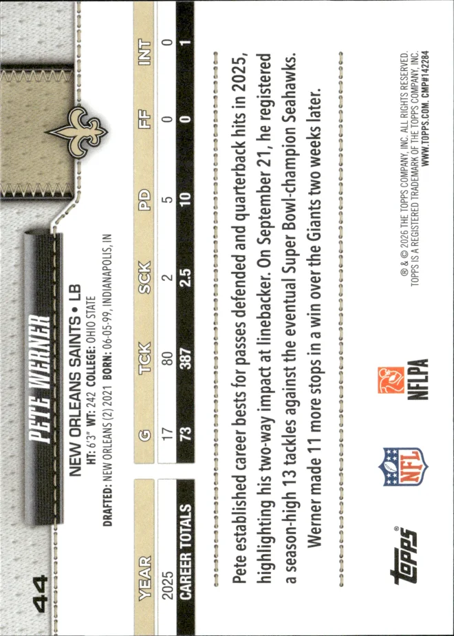 Pete Werner card back